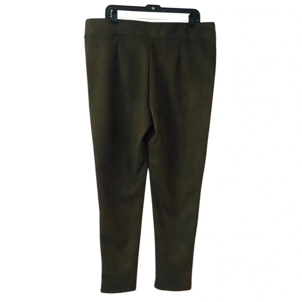New! Gibson & Latimer High Rise Faux Suede Ponte Leggings Olive Pull On Pants